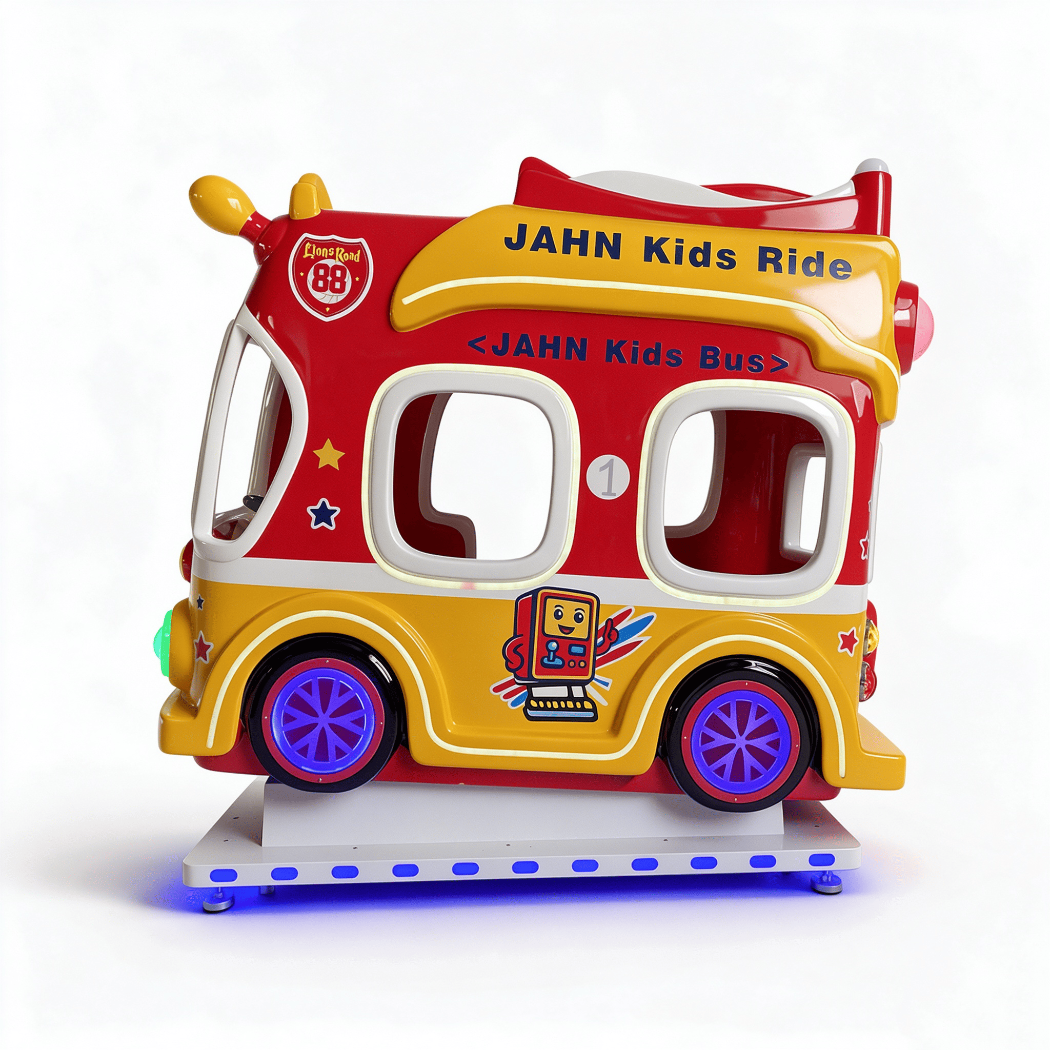 Kids Bus Kiddie Ride | 3-Seat Coin-Operated Swing Machine, Ages 2+ Kids Bus Kiddie Ride | 3-Seat Coin-Operated Swing Machine, Ages 2+