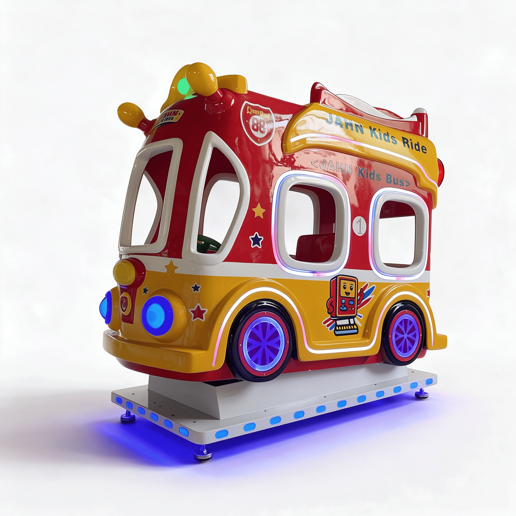 Kids Bus Kiddie Ride | 3-Seat Coin-Operated Swing Machine, Ages 2+