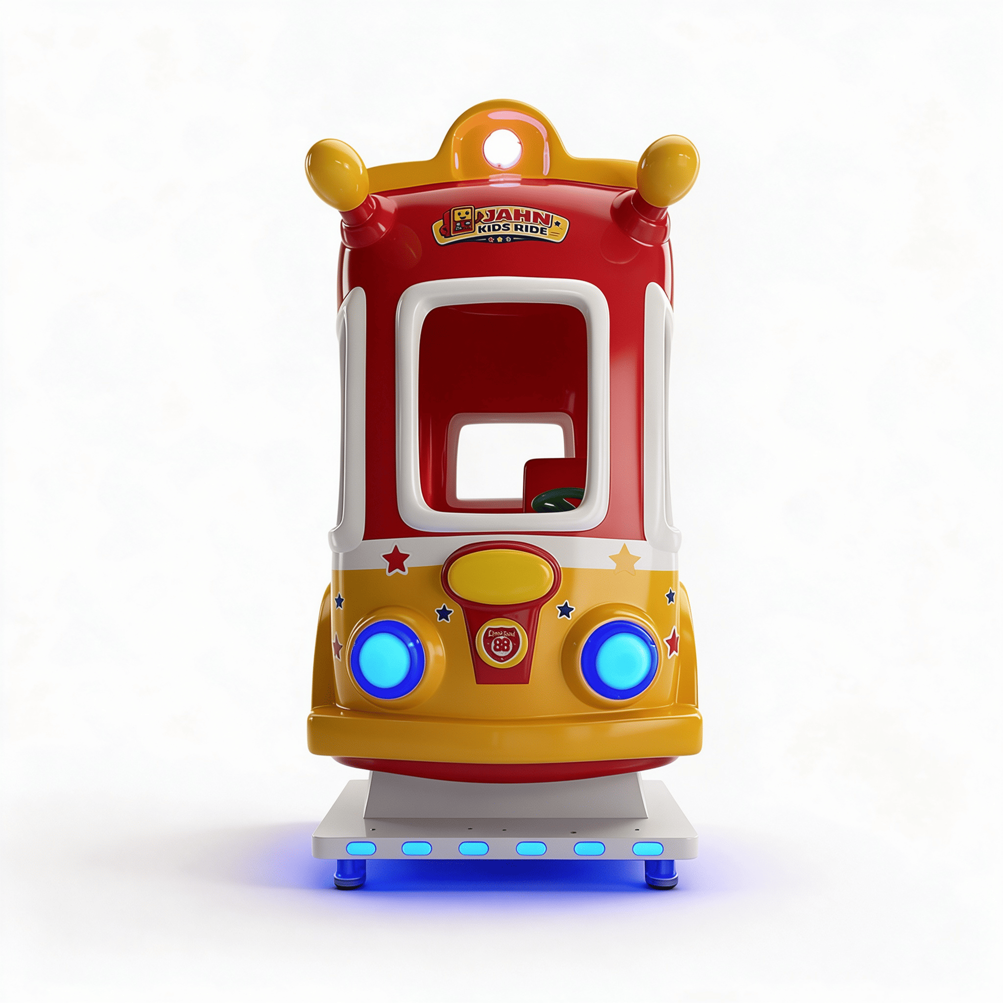 Kids Bus Kiddie Ride | 3-Seat Coin-Operated Swing Machine, Ages 2+
